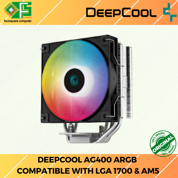 Cpu Cooler Deepcool AG400 ARGB 4 Heatpipes | คูลเลอร์แอร์ซีพียู Hsf