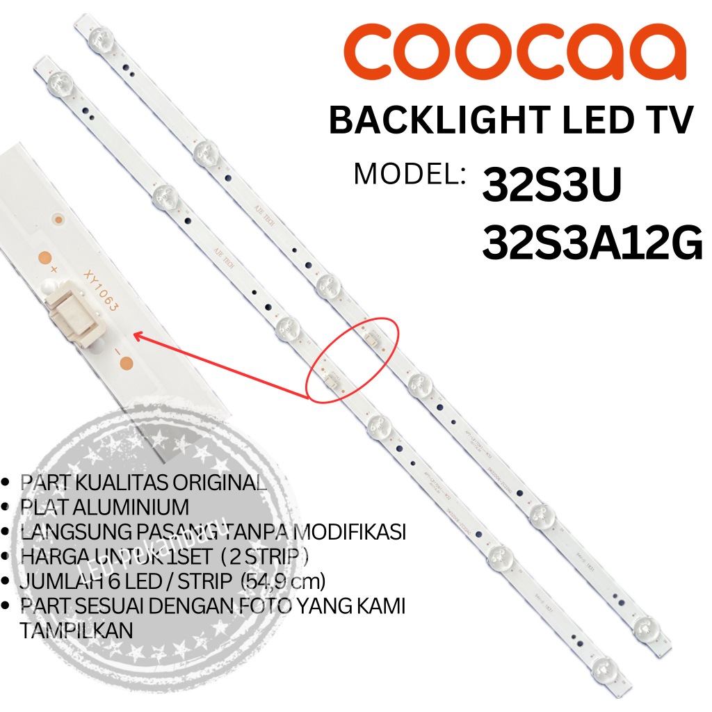 COOCAA 32 INC LED TV BACKLIGHT 32S3U 32S3 U BL 6K 3V COCA KOKA LAMP