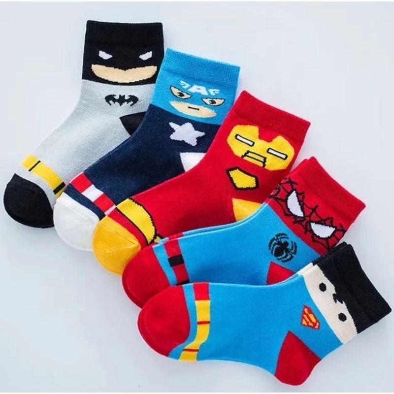Children& 39;s SUPER HERO MOTIF SOCKS AGE 2-7 ปี (แพ็คเกจทั้งหมด)