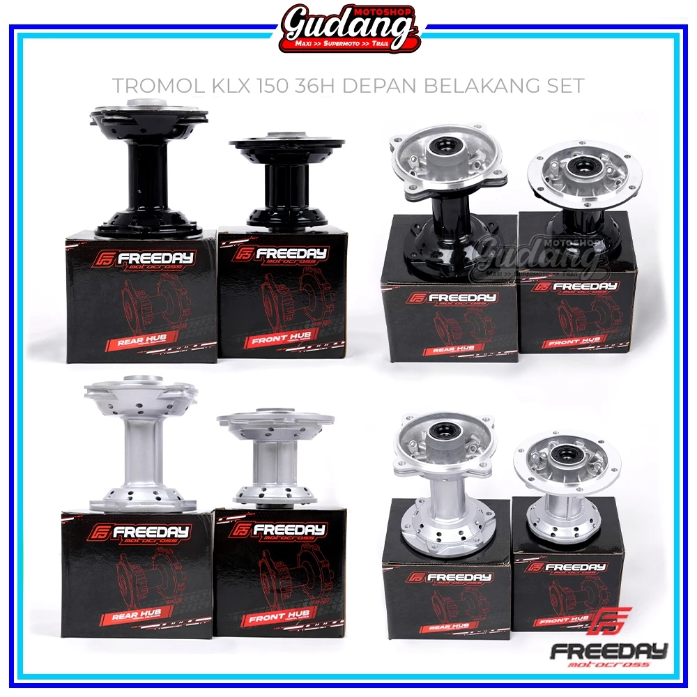 Freeday ชุดกลอง 36 หลุม Cross KLX 150 Bigfoot Dtracker Non Disc สีดําเงิน