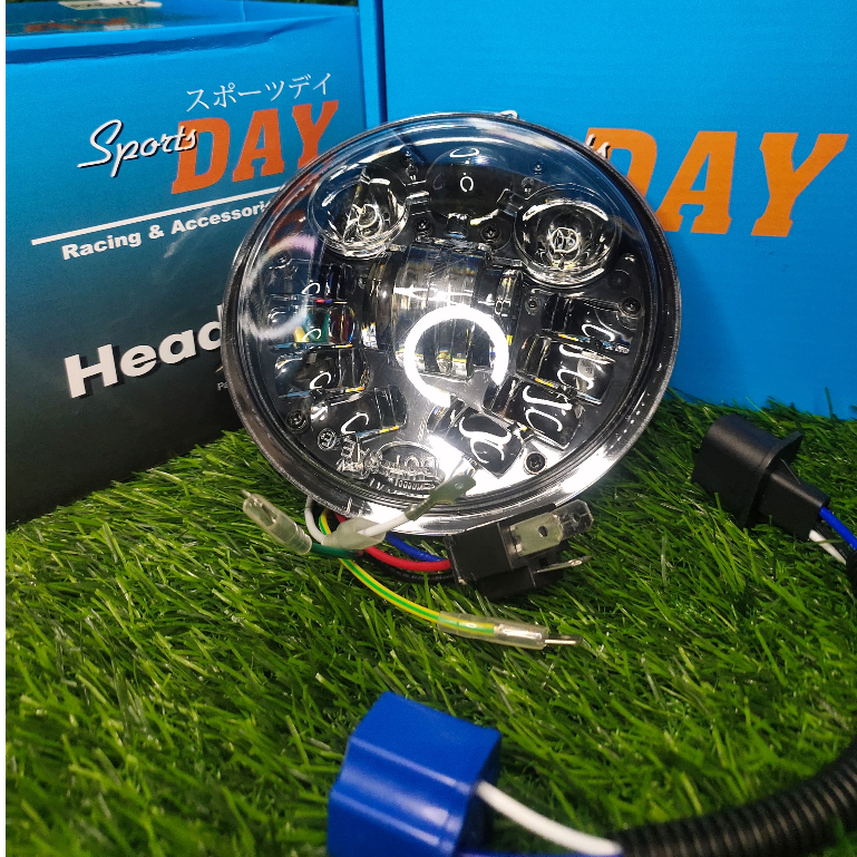 DAYMAKER HEADLIGHT CB/YB/RX100/L2S LED 5.7 IN WITH SHELL/DAYMAKER ROUND LED 5.7IN CB YB RX 100 พร้อม