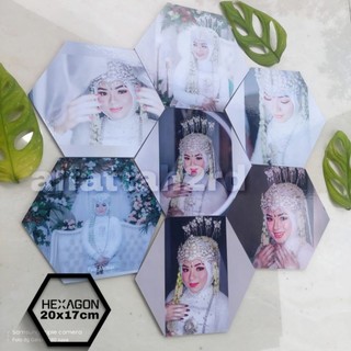 cetak foto hexagonal isi 7 pcs foto + bingkai