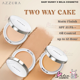 [ BELIA ] AZZURA Two Way Cake | Full Size & Refill | All Day Matte Finish | Spf 21 PA++ | Amazonian Clay & HA | TWC BABY BUNNY