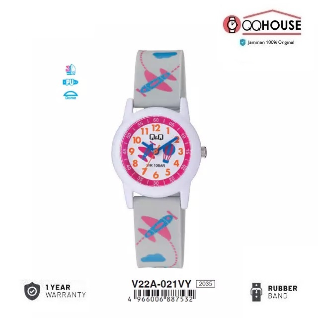 Q&Q QNQ QQ ORIGINAL RUBBER BAND KIDS WATCH CHILDRENS WATCH V22 V22A V22A-021VY