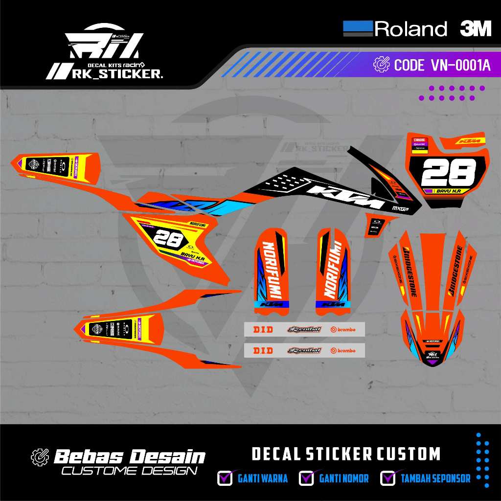 DECAL RXF 50 CC / KTM 50 CC / KTM 65 CC ฟรีออกแบบที่กําหนดเอง MINI MOTO