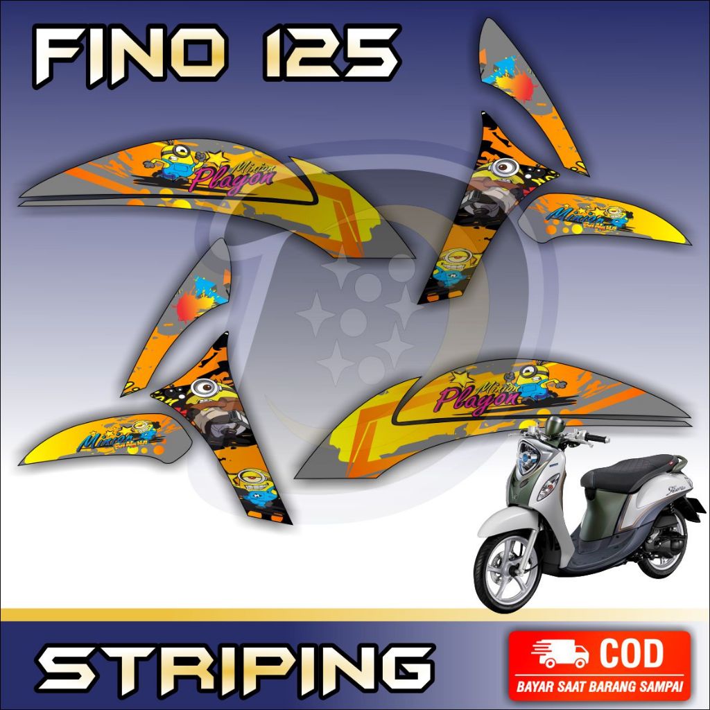 Fino 125 Striping Lis Fino 125 รถจักรยานยนต์ Variation สติกเกอร์ Yamaha Fino 125 Minion Striping