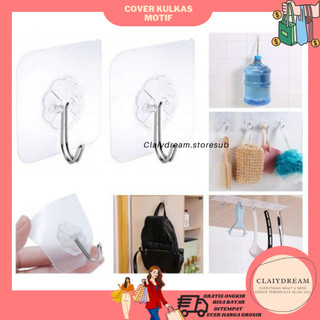 CLAIYDREAM Gantungan HOOK Hanger Tempel Transparant Motif Bunga Clover Multifungsi & Anti Air Waterproff