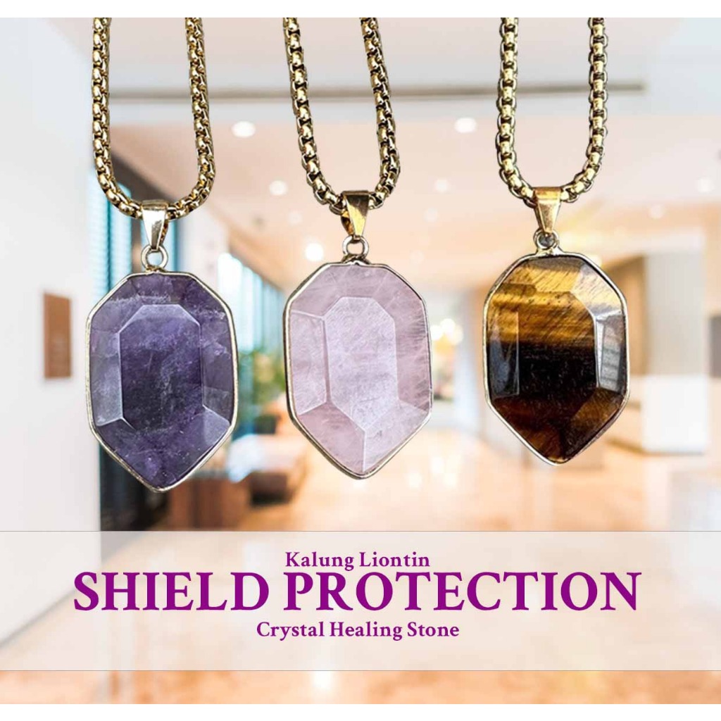 สร้อยคอจี้หินรักษาคริสตัลป้องกันโล่ (LBP220)