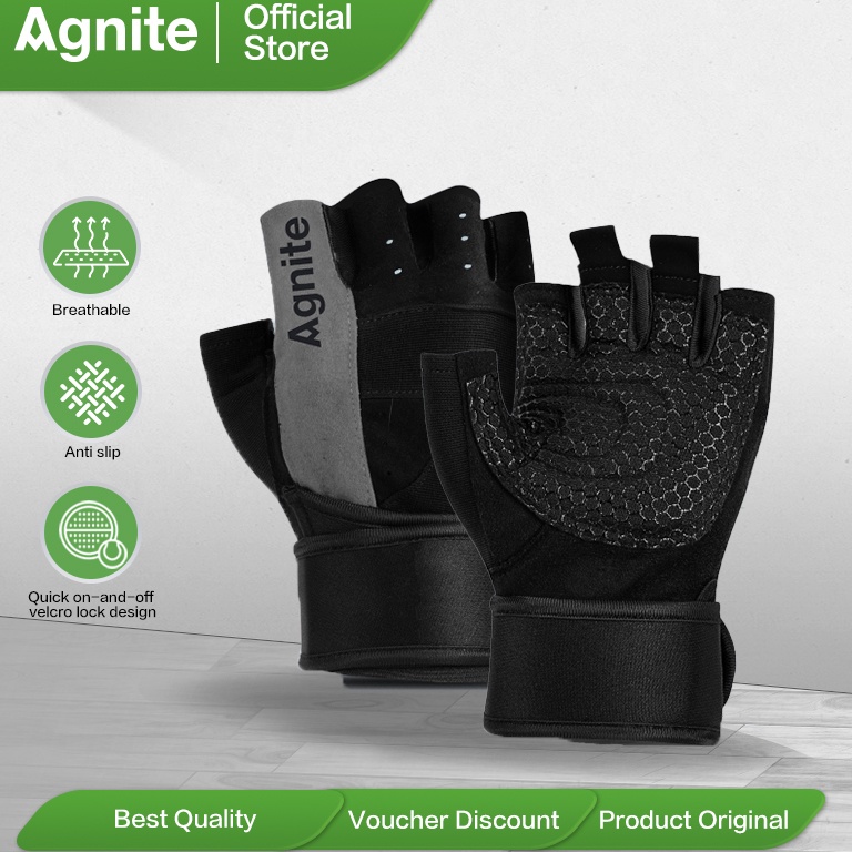 ราคาที่ถูกที่สุด Agnite Hand Gym / Fitness Gloves Breathable ขนาดต่างๆ ER35X