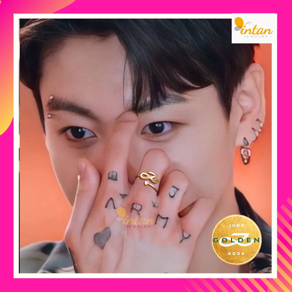 Jungkook Golden BTS Series II แหวนไทเทเนียม Jung Kook Custom Jeon Jeong-guk อัลบั้ม Golden Solo ไทเทเนียมสแตนเลส 24k ชุบทองเงินสี