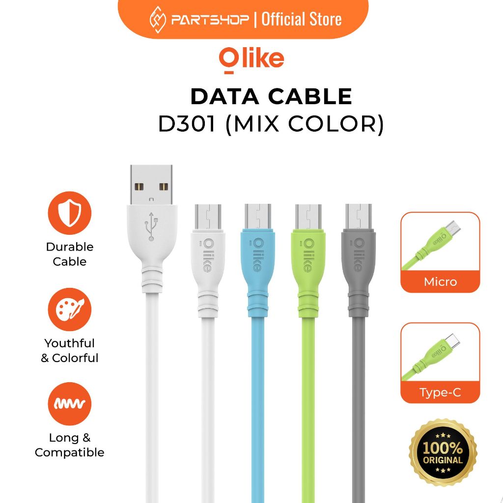 (30 ชิ้น Jar) Olike D301 2.1A D-301 Micro USB/Type-C Data Charger Cable