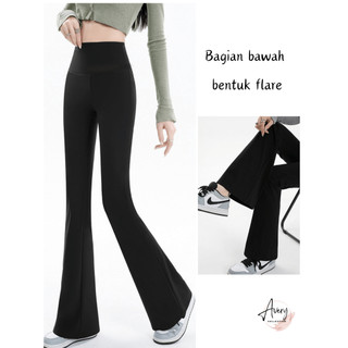 Legging Cutbray Sport Wanita, Celana Legging Olahraga Yoga Gym Pilates, Flared Legging Slimming High Waist, Legging Bootcut