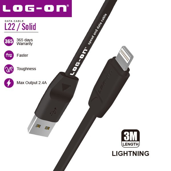 MYROOTS X LOG ON KABEL IPHONE 2.4A L22 3M FAST CHARGING