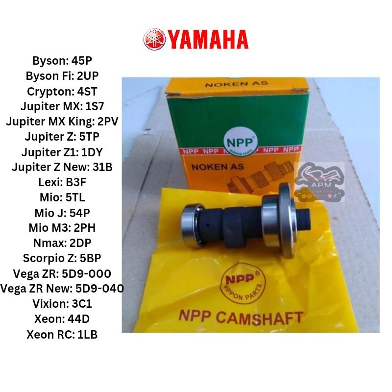 NOKEN AS / CAMSHAFT NPP YAMAHA AEROX, BYSON, FI, CRYPTON, JUPITERZ, MX, MX KING, Z1, Z NEW, LEXI, MI