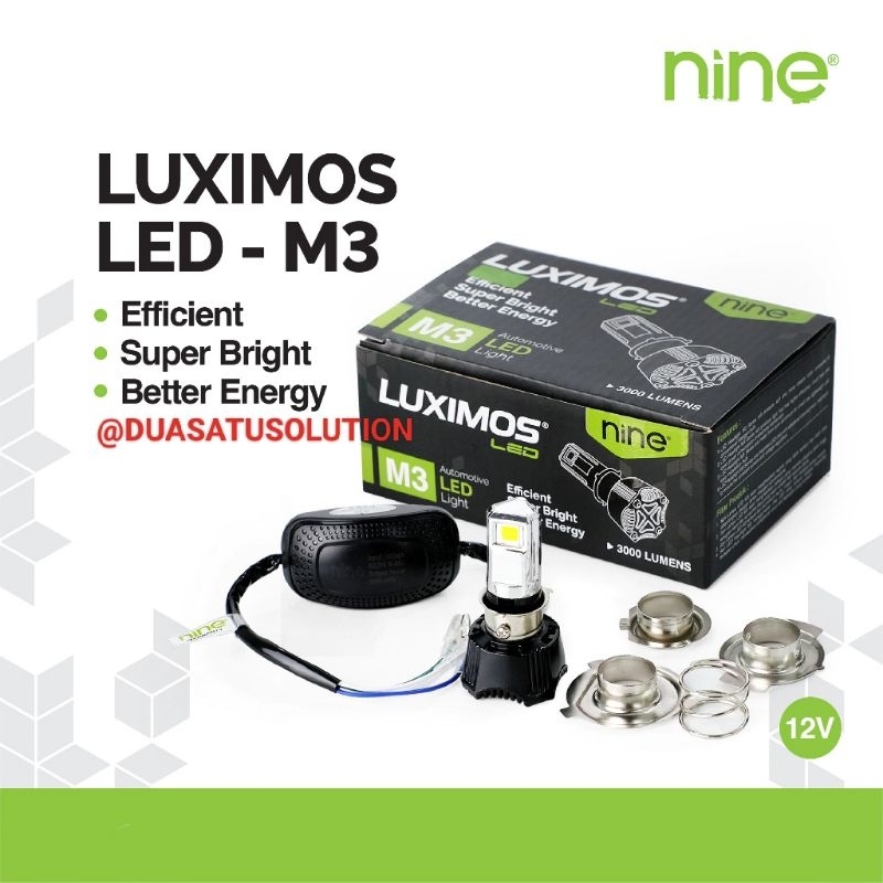 ไฟ LED มอเตอร์ไซค์ 3 ด้าน H6 H4 H7 HI LOW NINE LUXIMOS M3 SUPER BRIGHT WHITE