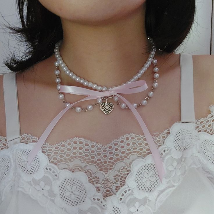 Coquette dollette สร้อยคอ choker charm ริบบิ้นสีชมพู โบว์ โบว์ โบว์ โบว์ โบว์ โบว์ โบว์ โบว์ โบว์ โบ