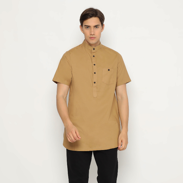 Katun Mens Kurta Top แขนสั้นนําเข้าผ้าฝ้าย 3133 Distro