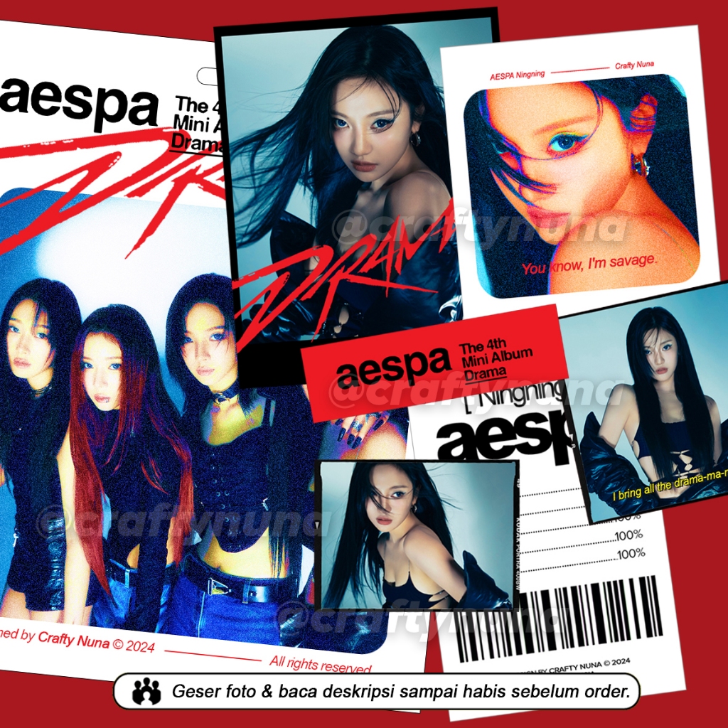 Aespa DRAMA AESTHETIC STICKER SET fanmade AESTHETIC deco case hp kpop STICKER