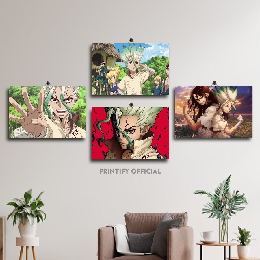 ดรหินอะนิเมะภาพห้องแสดง20x30 | สินค้า Printify| อะนิเมะวอลเปเปอร์ตกแต่งผนัง Dr Stone Senkuu | เด็กผู