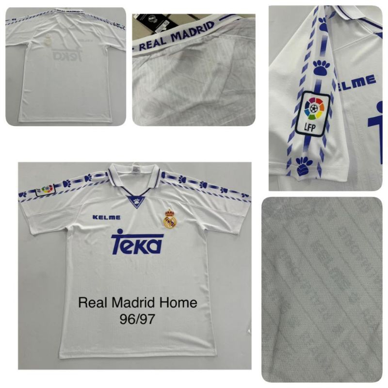 เสื้อกีฬาแขนสั้น ลายทีม Real Madrid Madrid TEKA 1996/1997 Season 96-97 สไตล์วินเทจ ย้อนยุค