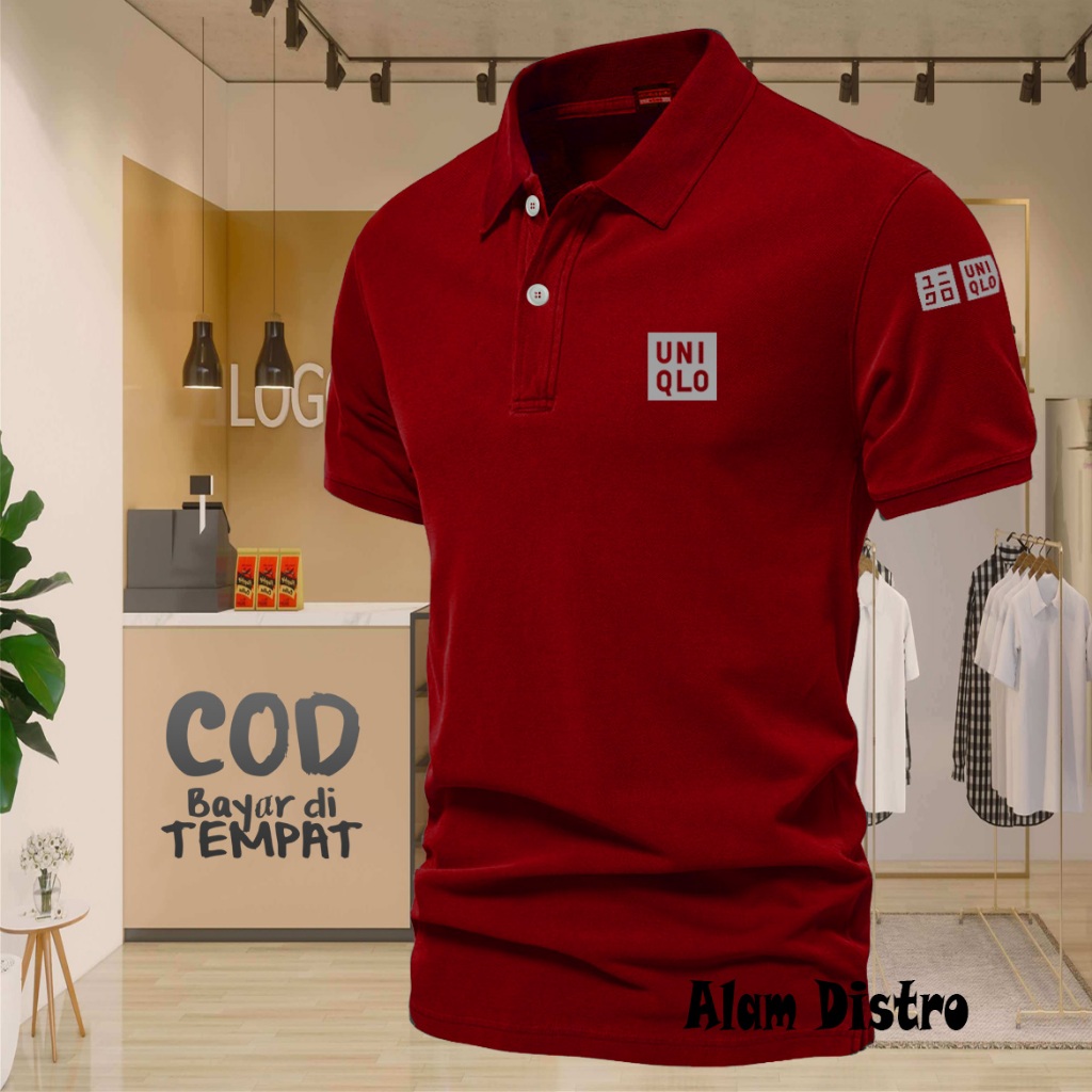 เสื ้ อโปโล Uniqlo Plus Sleeve Text Silver T-Shirt Collar Adult Shirt/T-Shirt Men 's Polo Shirt/Uniform Shirt