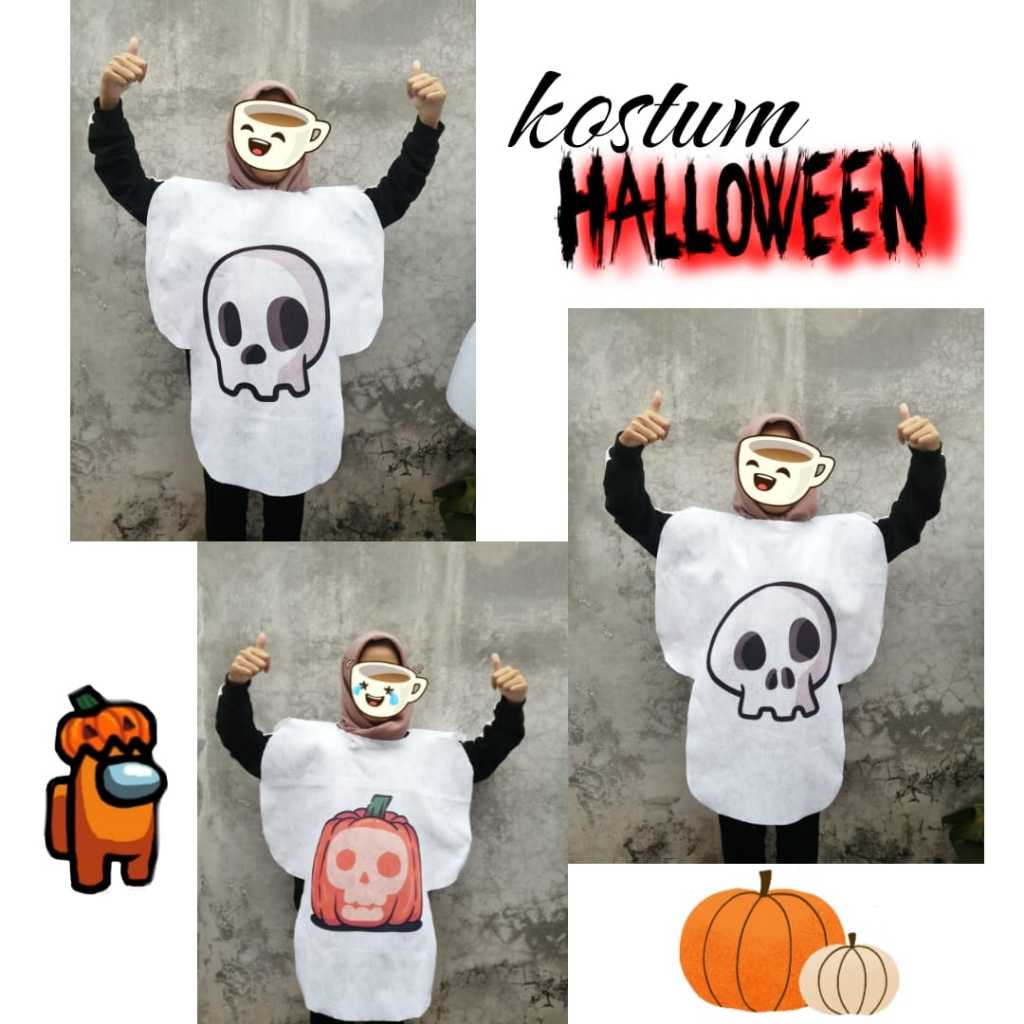 จัดส่งฟรี CUSTOME HALLOWEEN GHOST SKULL FUNNY CHILDREN / HALLOWEEN PARTY COSTUME SKULL SCREAM
