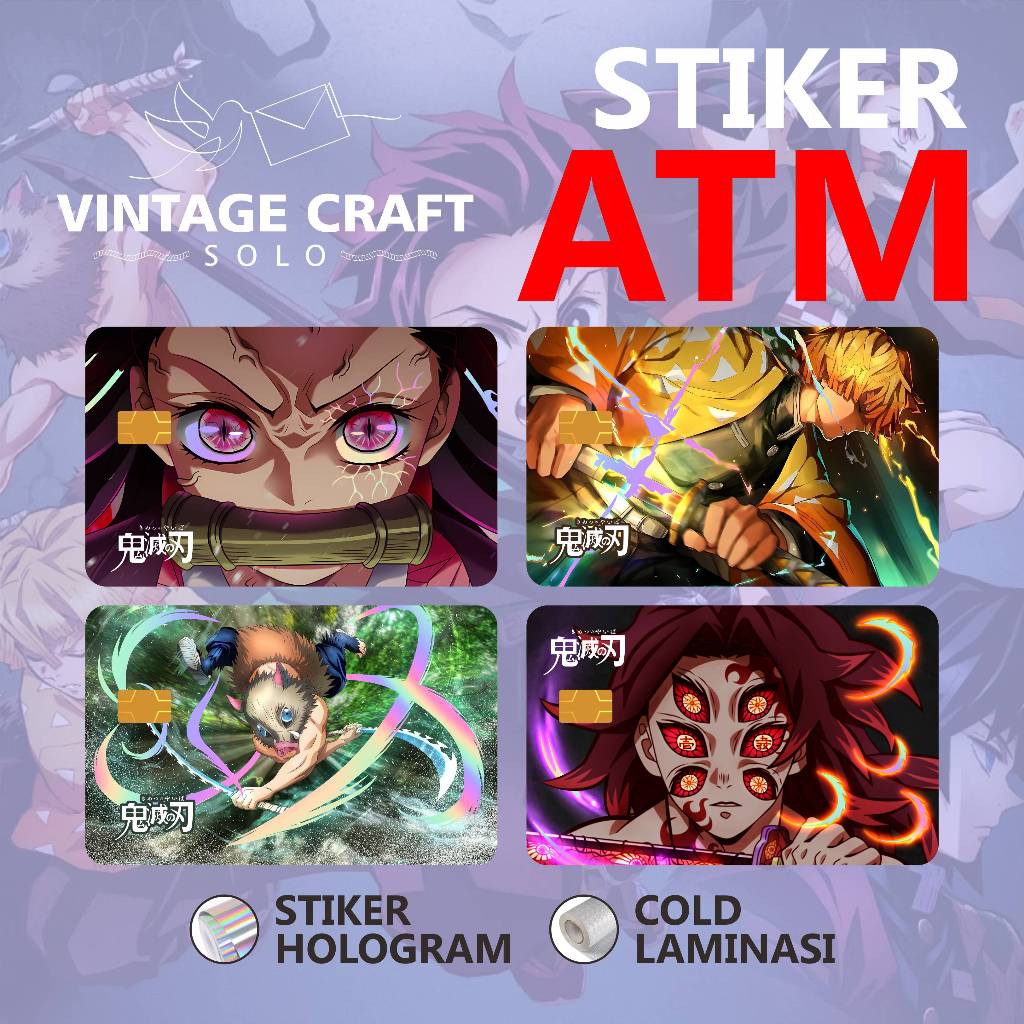 Anime Kimetsu No Yaiba Hologram Premium ATM Skin Card Sticker ใหม่!