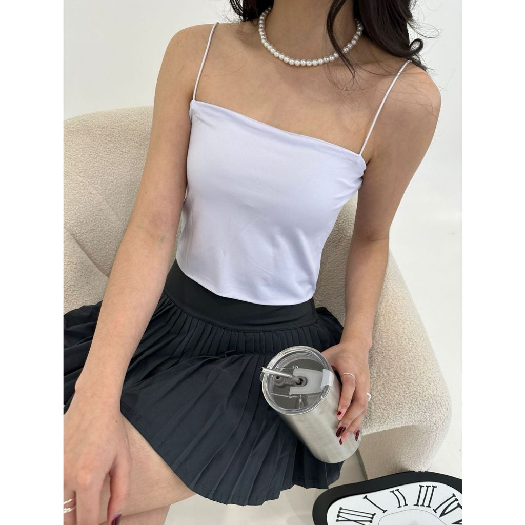 Toply shop Tanktop crop strap spaghetti เสื้อสองชั้น