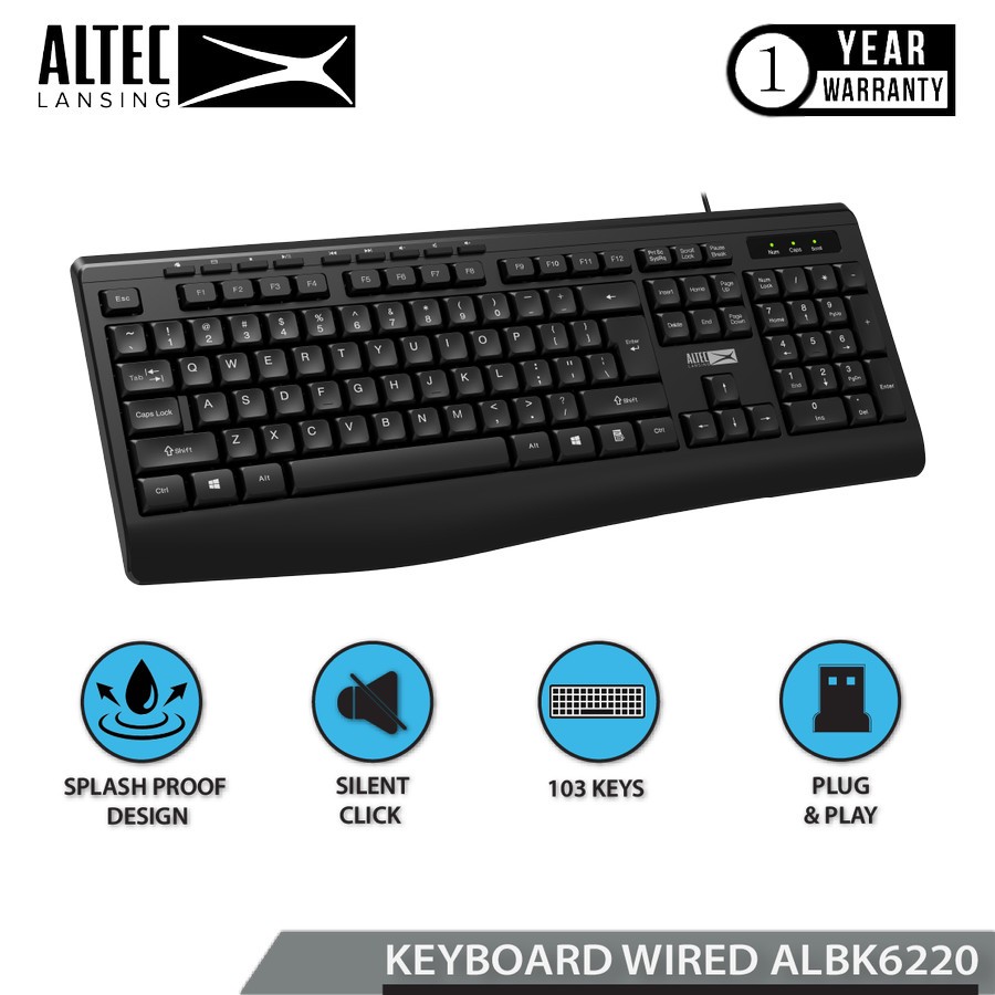 Altec Lansing ALBK6220/ALBK-6220 คีย์บอร์ด แบบใช้สาย USB