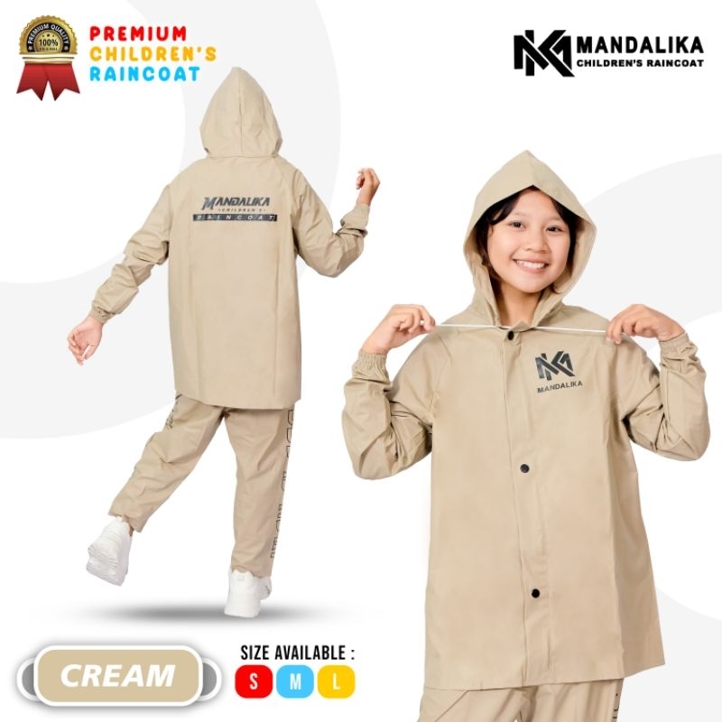 เสื้อกันฝนเด็กแบบหนา/เสื้อคลุมเด็กชาย Anti-Leak By Mandalika Cream