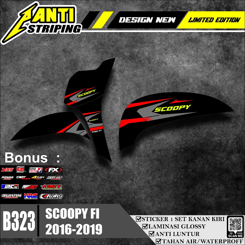 B323 SCOOPY FI 2016-2019 แถบรถจักรยานยนต์ SIMPLE VARIATION - HONDA SCOOPY FI RACING STICKER - SCOOPY