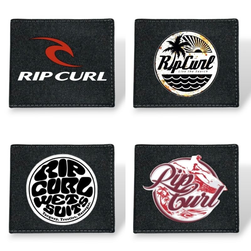 Ripcurl Distro กระเป๋าสตางค์ ผ้าแคนวาส 100% มีซิป ลายโลโก้ Distro Rip Curl สีดํา สําหรับผู้ชาย
