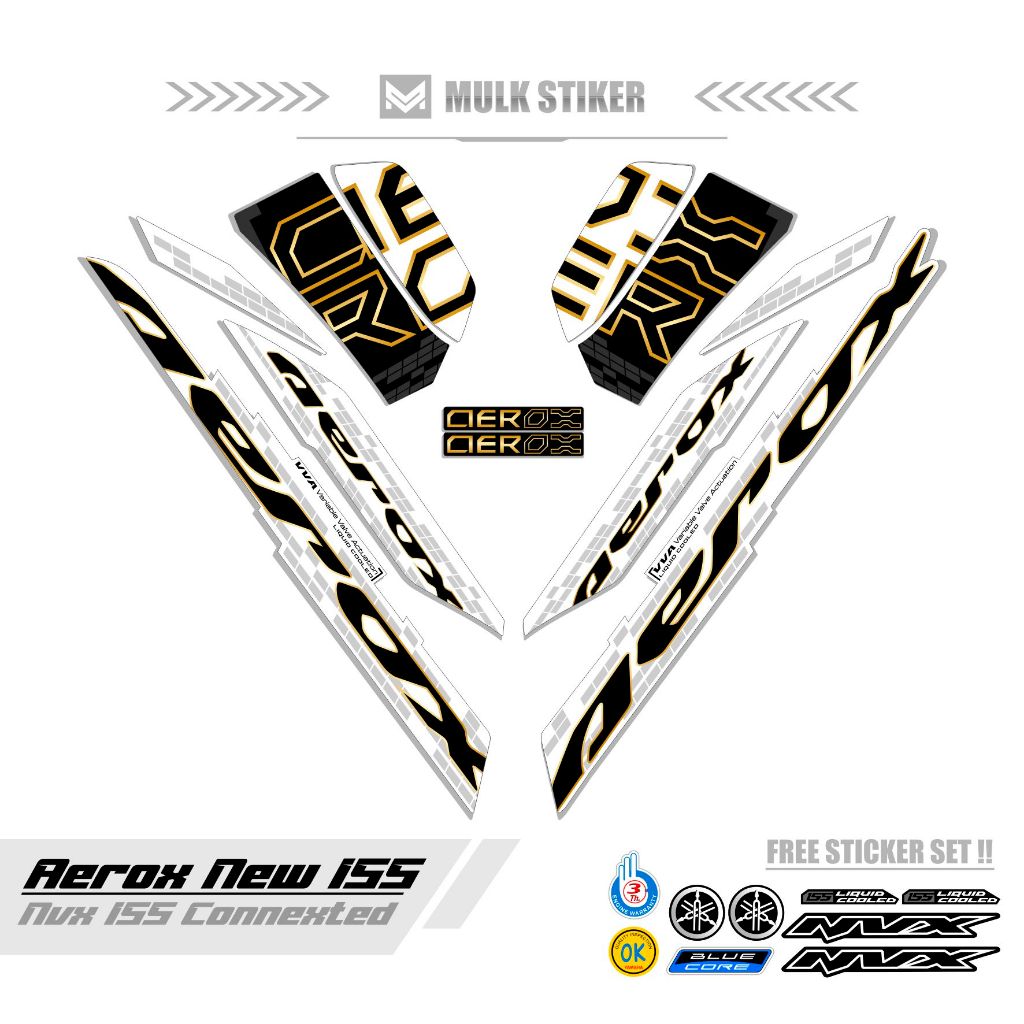 STRIPING AEROX 155 ใหม่ CONNETED MOTIF 57 / สีคอมโบ / ฐานสีดํา / AEROX 155 สติ๊กเกอร์เชื่อมต่อ / AER