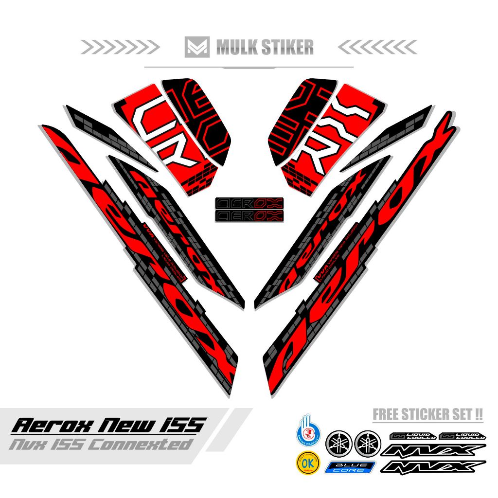 STRIPING AEROX 155 ใหม่ CONNETED MOTIF 56 / สีคอมโบ / ฐานสีดํา / AEROX 155 สติ๊กเกอร์เชื่อมต่อ / AER