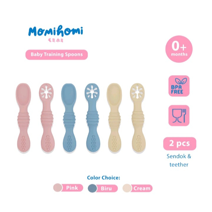 Momi Homi Training Spoon 3018 ช้อนซิลิโคนและยางกัด อุปกรณ์ฝึกป้อนอาหารเด็กซิลิโคนระดับพรีเมียม อุปกรณ์ MPASI - รูปที่ 2