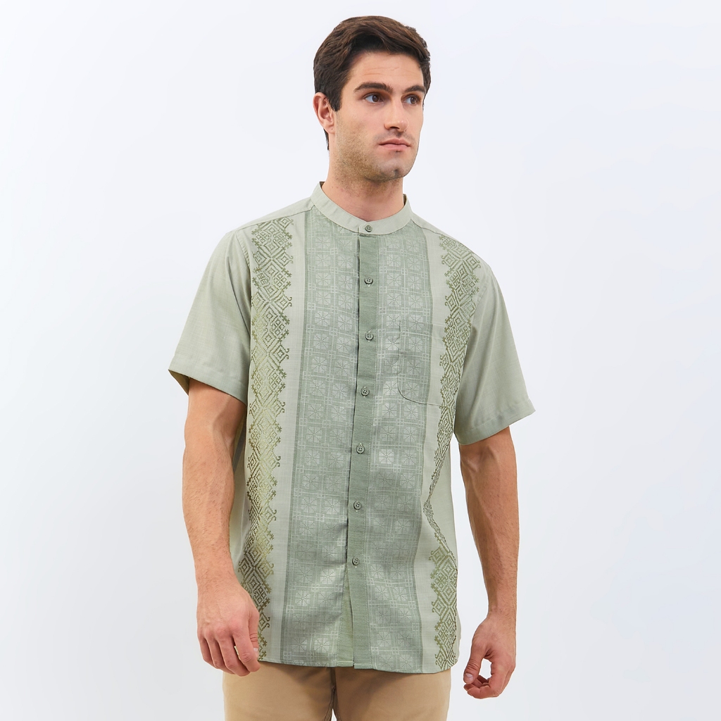 Kemeja HIJAU M231 Men& 39;s Koko Couple Short Green Shirt 0393