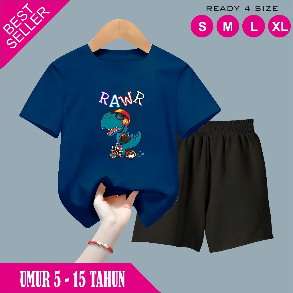 RAWR Pattern กางเกงขาสั้นเด็ก อายุ 5-15 ปี