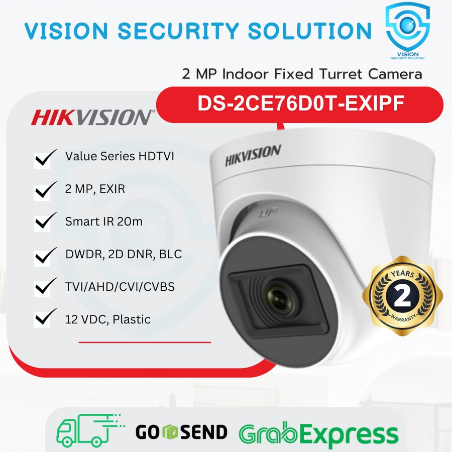 Hikvision Indoor 2MP Turbo HD กล้องวงจรปิด DS-2CE76D0T-EXIPF EXIR