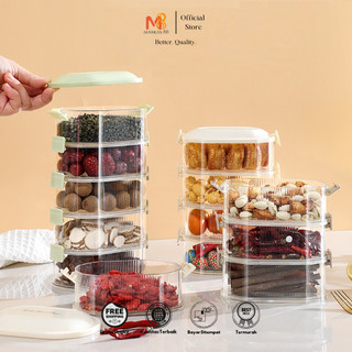 MARKAS88 Toples Bumbu Dapur 4 Susun Tingkat Tempat Penyimpanan Bahan Makanan Rempah