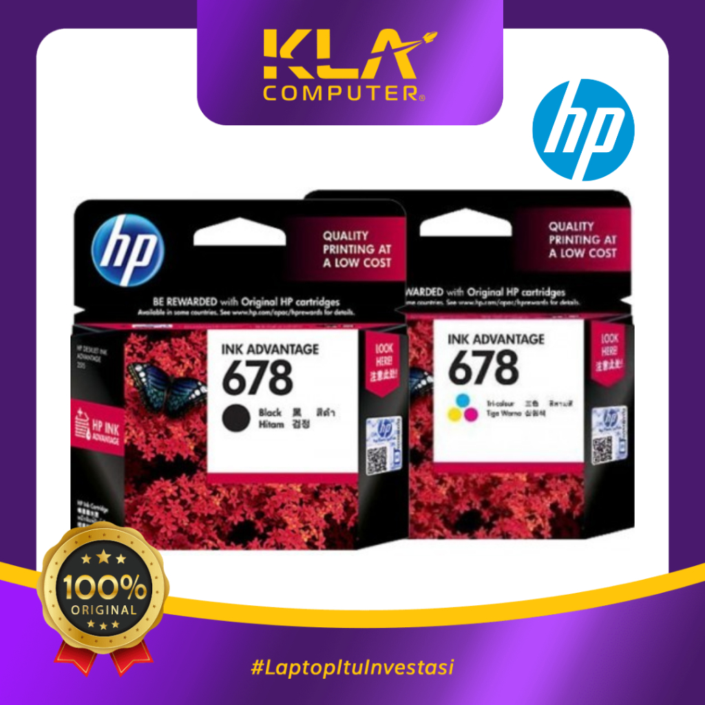 HP 678 ตลับหมึกสีดํา + HP 678 Tri Color Original Ink-Advantage