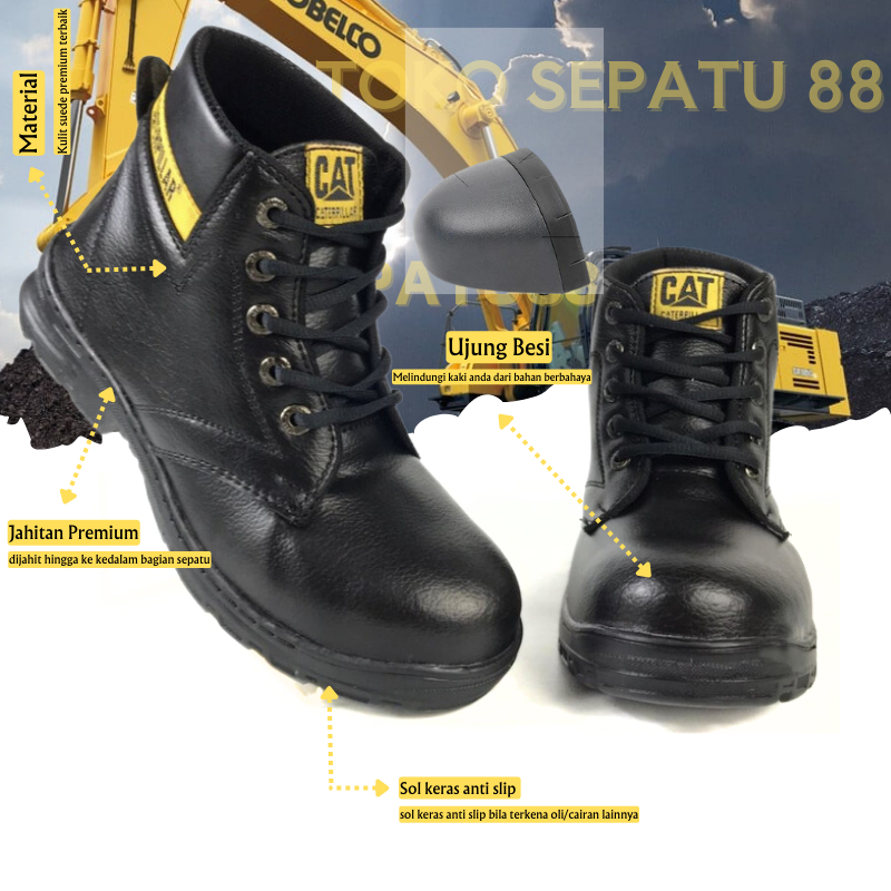 Caterpillar Original Iron Toe Project Safety Shoes - รองเท ้ านิรภัยรองเท ้ าผู ้ ชาย Mountain Tracking Outdor - รองเท ้ าทํางานผสม Septi Field สายหนังสังเคราะห ์