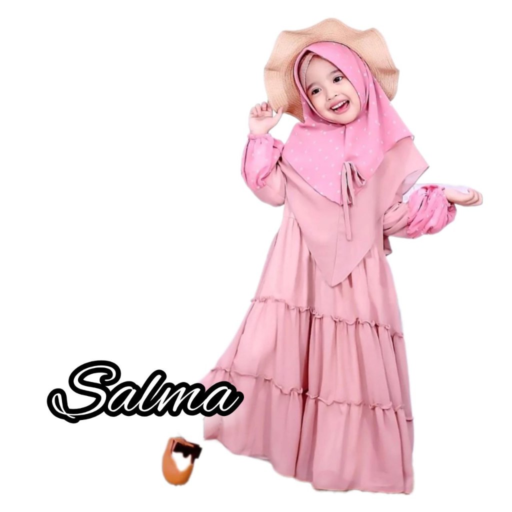 Salma Fa2423 เสื้อคลุม + BERGO 4-6 ปี / JB / ชุดชาวมุสลิม สําหรับเด็ก มุสลิมร่วมสมัย / เสื้อคลุมวันอีด / เสื้อผ้าอีด / ตานาห์ อาบัง