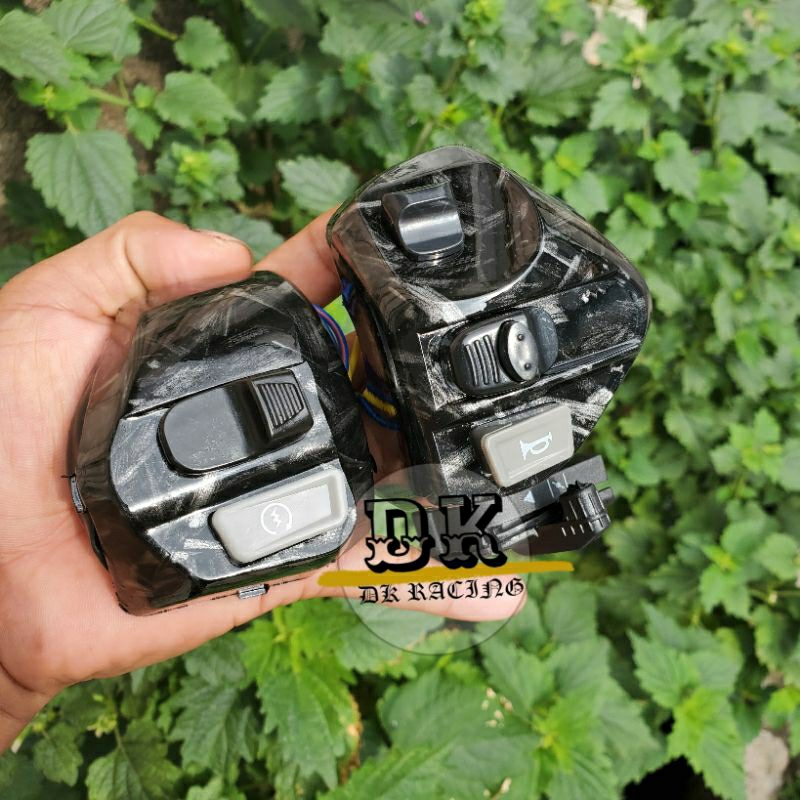 ซ้าย - ขวา Carbon Switch Holder set อย่าลืม Motif Yamaha Mio Smile / Mio sporty / Jupiter z burhan / Jupiter mx OLD Forget Silver