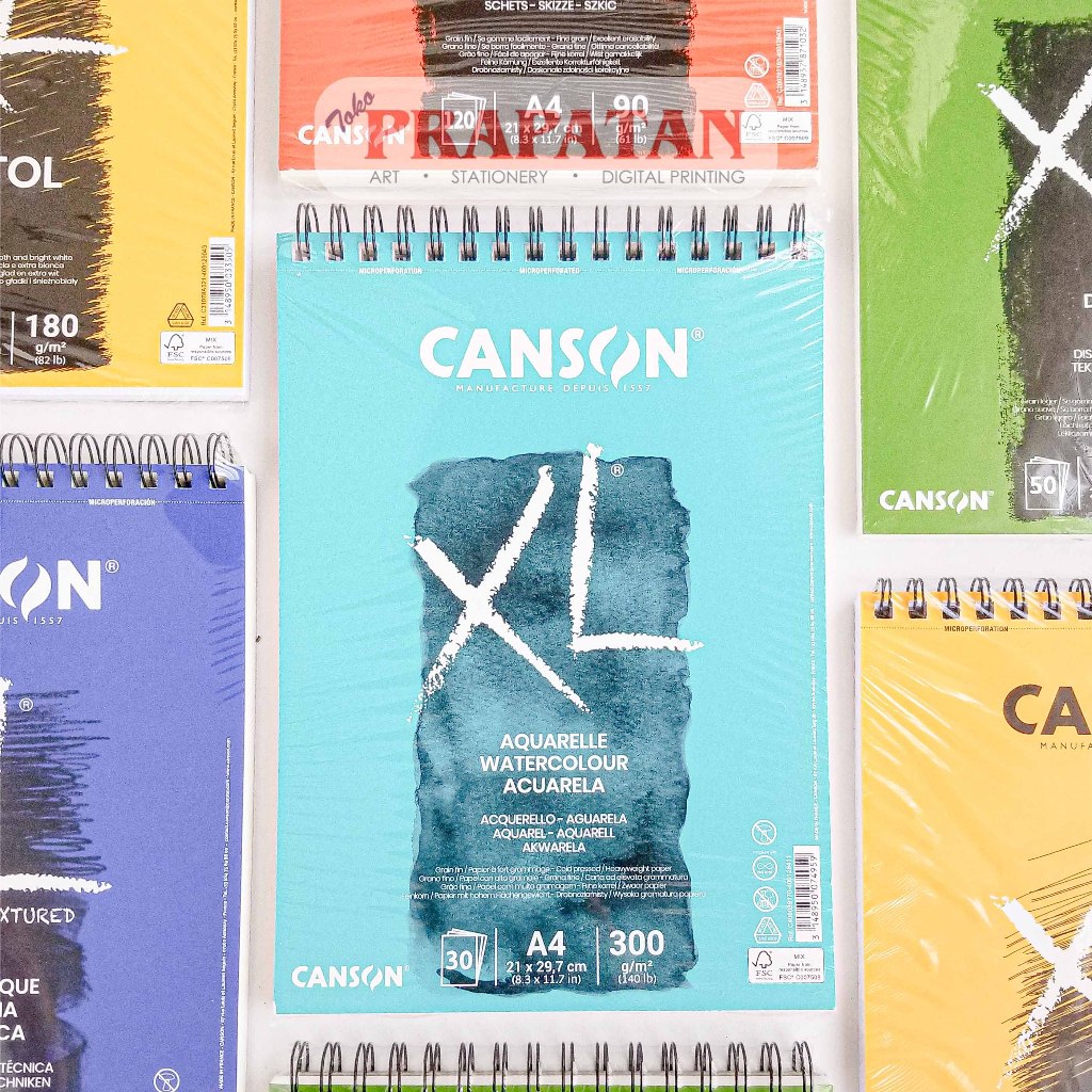 Canson XL A4 Aquarelle MixMedia Croquis Bristol Dessin Noir | หนังสือภาพ