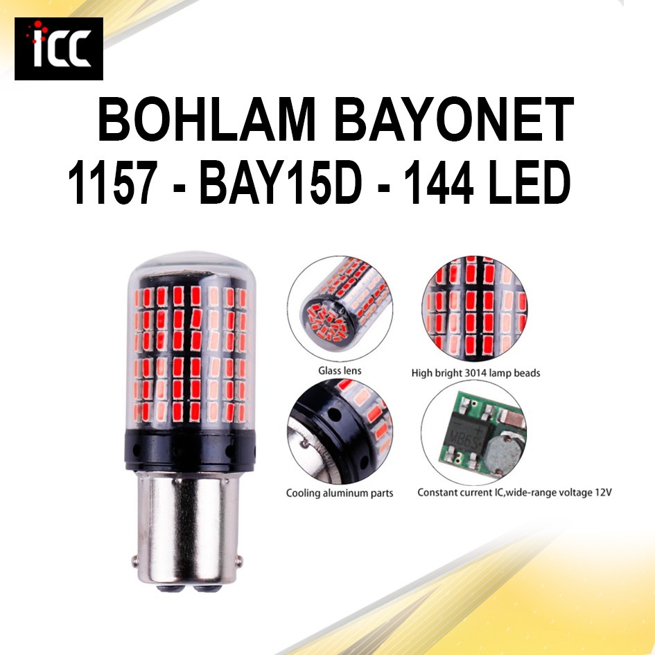 ไฟ LED Bayonet 1157 BAY15D 144 SMD SUPER BRIGHT NONFLASH ICC