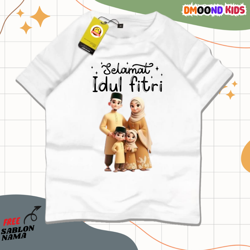 เสื้อยืดเด็กธีม Happy Eid Al Fitr 11 (Happy Eid Al-Fitr) - Unisex 1-13 ปี - dmoond_store