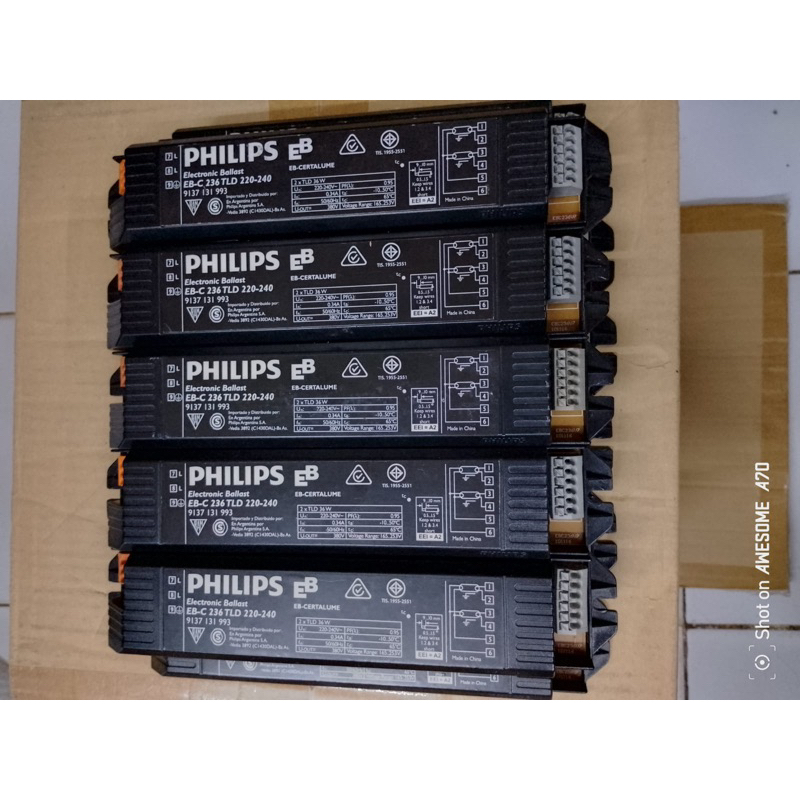Ballast balas EBC 2x36 Electronic EB-C 236 TLD 2x36 Philips สีดํา