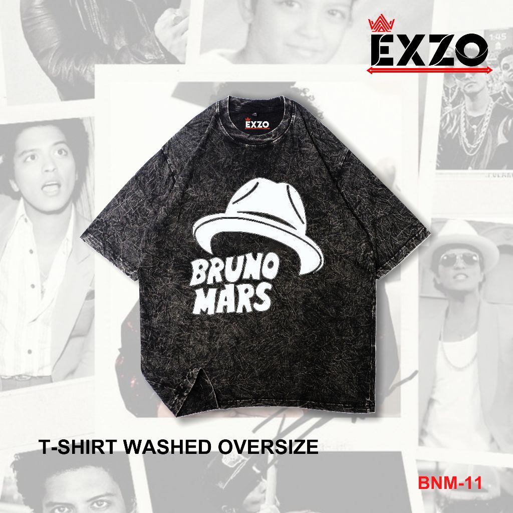 Exzo BRUNO MARS wash OVERSIZE/SLIMFIT เสื้อยืด streetwear เสื้อยืด skena unisex BRUNO MARS