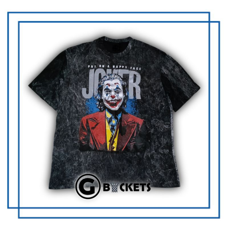 Joker DC001 สีเทาล้างเสื้อยืด Oversize