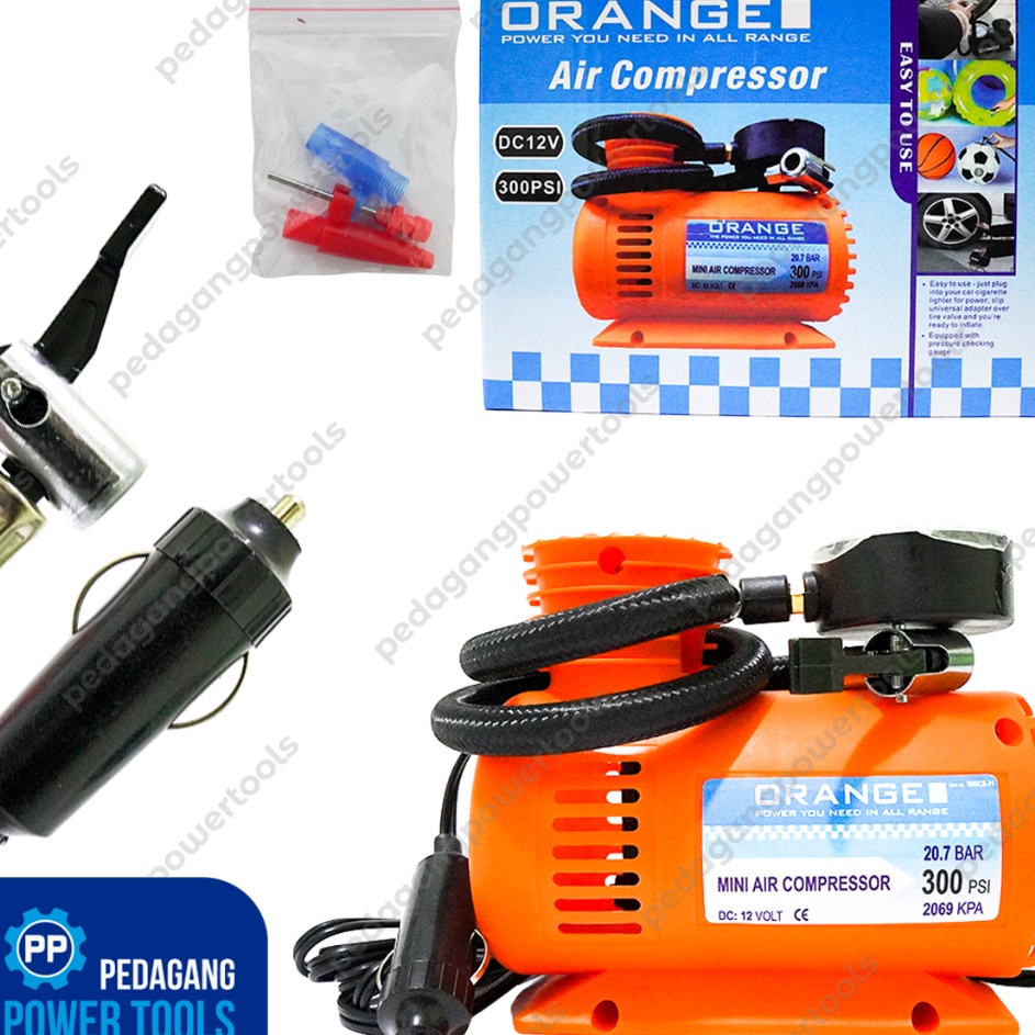 เพียงปั๊ม MINI AIR COMPRESSOR ORANGE DC 12V MINI AIR COMPRESSOR TIRE PUMP